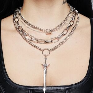 Disturbia Sword Multichain Necklace